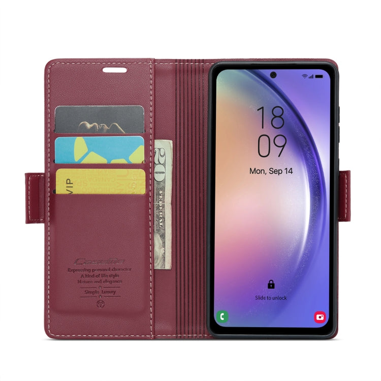 For Samsung Galaxy A54 5G CaseMe 023 Butterfly Buckle Litchi Texture RFID Anti-theft Leather Phone Case(Wine Red) - Galaxy Phone Cases by CaseMe | Online Shopping UK | buy2fix