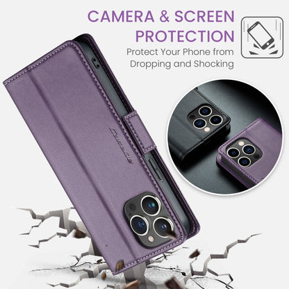 For iPhone 15 Pro CaseMe 023 Butterfly Buckle Litchi Texture RFID Anti-theft Leather Phone Case(Pearly Purple) - iPhone 15 Pro Cases by CaseMe | Online Shopping UK | buy2fix