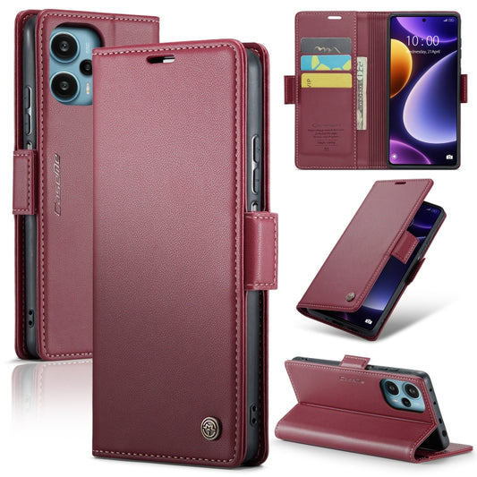 For Xiaomi Poco F5 5G/Redmi Note 12 Turbo 5G CaseMe 023 Butterfly Buckle Litchi Texture RFID Anti-theft Leather Phone Case(Wine Red) - Xiaomi Cases by CaseMe | Online Shopping UK | buy2fix