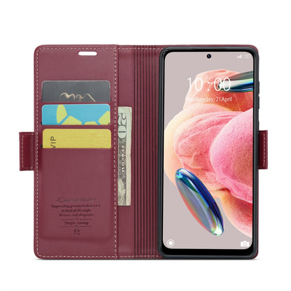 For Xiaomi Redmi Note 12 4G Global CaseMe 023 Butterfly Buckle Litchi Texture RFID Anti-theft Leather Phone Case(Wine Red) - Xiaomi Cases by CaseMe | Online Shopping UK | buy2fix