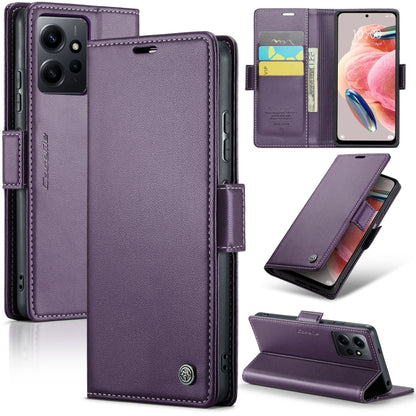 For Xiaomi Redmi Note 12 4G Global CaseMe 023 Butterfly Buckle Litchi Texture RFID Anti-theft Leather Phone Case(Pearly Purple) - Xiaomi Cases by CaseMe | Online Shopping UK | buy2fix