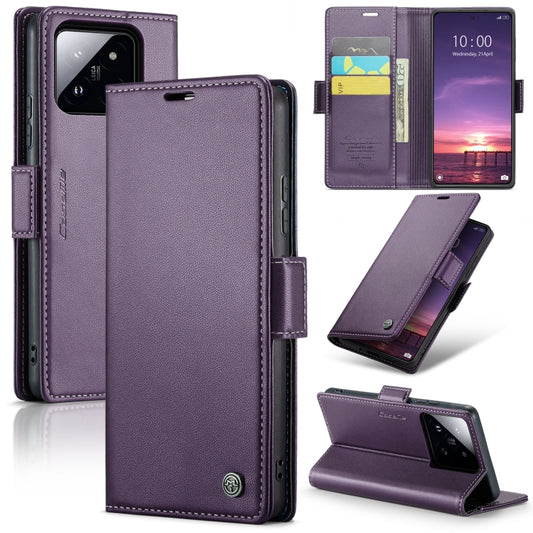 For Xiaomi 14 CaseMe 023 Butterfly Buckle Litchi Texture RFID Anti-theft Leather Phone Case(Pearly Purple) - 14 Cases by CaseMe | Online Shopping UK | buy2fix