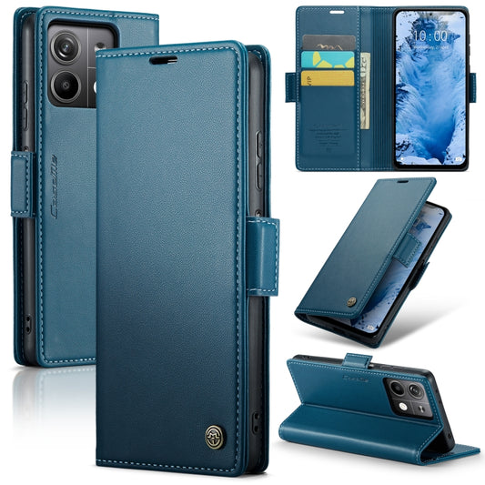 For Xiaomi Redmi Note 13 5G CaseMe 023 Butterfly Buckle Litchi Texture RFID Anti-theft Leather Phone Case(Blue) - Xiaomi Cases by CaseMe | Online Shopping UK | buy2fix