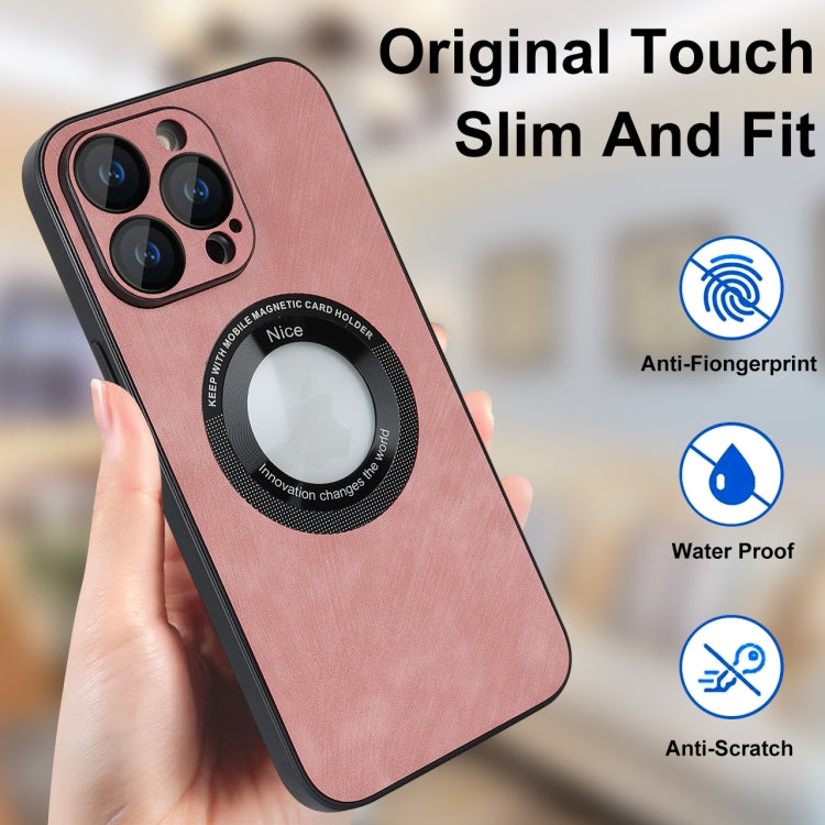 For iPhone 12 Pro Skin Feel Leather MagSafe Magnetic Phone Case(Pink) - iPhone 12 / 12 Pro Cases by buy2fix | Online Shopping UK | buy2fix