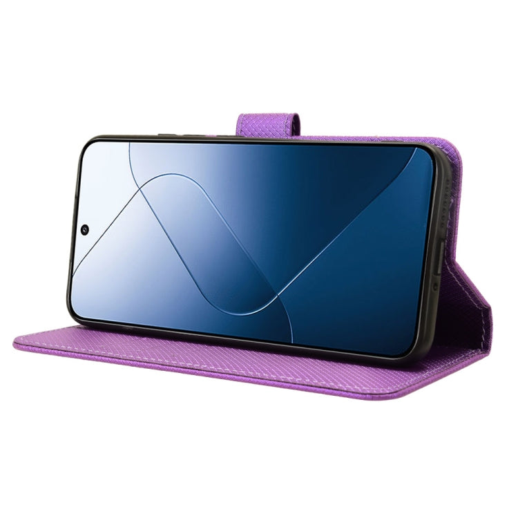 For Xiaomi 14 Diamond Texture Leather Phone Case(Purple) - 14 Cases by buy2fix | Online Shopping UK | buy2fix