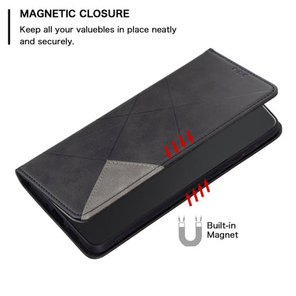 For Xiaomi Redmi K70E Rhombus Texture Magnetic Leather Phone Case(Black) - K70E Cases by buy2fix | Online Shopping UK | buy2fix