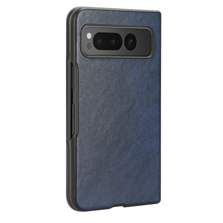 For Google Pixel Fold Litchi Texture Back Cover Phone Case(Blue) - Google Cases by buy2fix | Online Shopping UK | buy2fix