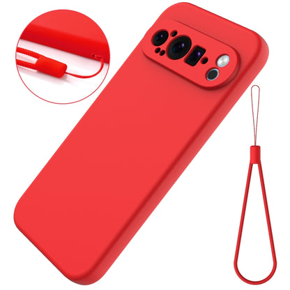 For Google Pixel 9 Pro Pure Color Liquid Silicone Shockproof Phone Case(Red) - Google Cases by buy2fix | Online Shopping UK | buy2fix