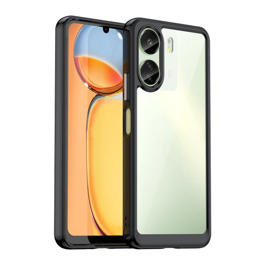 For Xiaomi Redmi 13C 4G Colorful Series Acrylic Hybrid TPU Phone Case(Black) - 13C Cases by buy2fix | Online Shopping UK | buy2fix