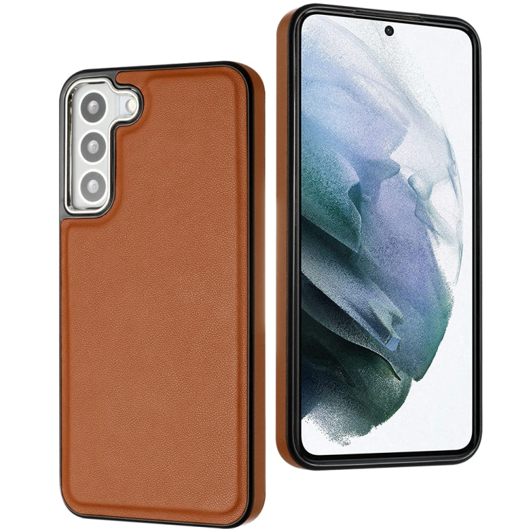 For Samsung Galaxy S23+ Leather Texture Full Coverage Phone Case(Brown) - Galaxy S23+ 5G Cases by buy2fix | Online Shopping UK | buy2fix