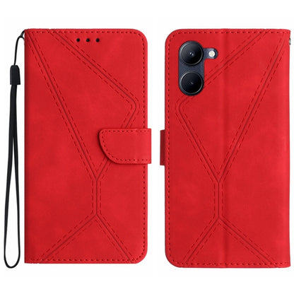 For vivo Y03 4G Stitching Embossed Leather Phone Case(Red) - vivo Cases by buy2fix | Online Shopping UK | buy2fix