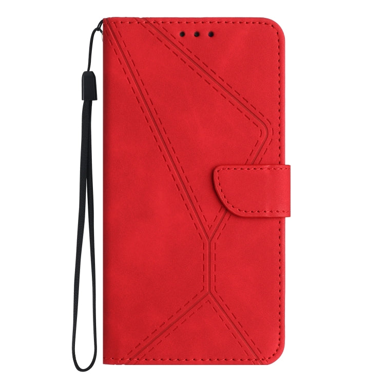 For vivo Y03 4G Stitching Embossed Leather Phone Case(Red) - vivo Cases by buy2fix | Online Shopping UK | buy2fix