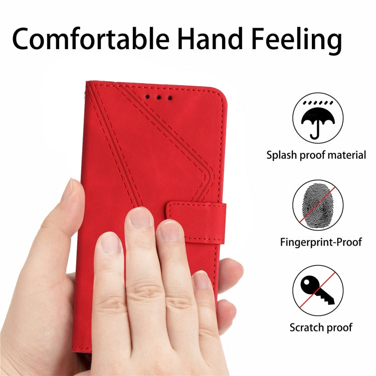 For iPhone SE 2024 Stitching Embossed Leather Phone Case(Red) - More iPhone Cases by buy2fix | Online Shopping UK | buy2fix