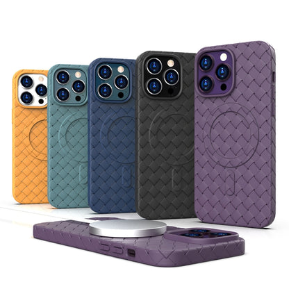 For iPhone 13 Pro Max Woven Pattern MagSafe Magnetic Cooling Phone Case(Purple) - iPhone 13 Pro Max Cases by buy2fix | Online Shopping UK | buy2fix