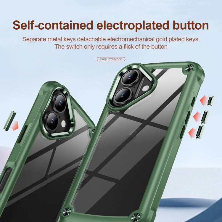 For iPhone 16 TPU + PC Lens Protection Phone Case(Green) - iPhone 16 Cases by buy2fix | Online Shopping UK | buy2fix