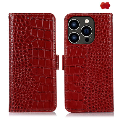 For iPhone 16 Pro Crocodile Top Layer Cowhide Leather Phone Case(Red) - iPhone 16 Pro Cases by buy2fix | Online Shopping UK | buy2fix