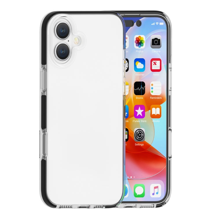 For iPhone 16 Plus Two-color Shockproof High Transparency TPU Phone Case(Black) - iPhone 16 Plus Cases by buy2fix | Online Shopping UK | buy2fix