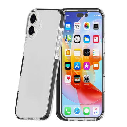 For iPhone 16 Two-color Shockproof High Transparency TPU Phone Case(Black) - iPhone 16 Cases by buy2fix | Online Shopping UK | buy2fix