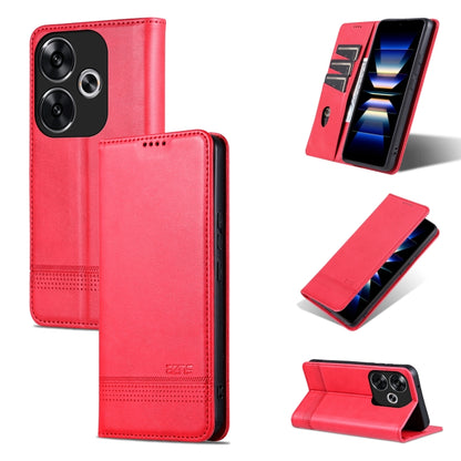 For Xiaomi Redmi Turbo 3 AZNS Magnetic Calf Texture Flip Leather Phone Case(Red) - Xiaomi Cases by AZNS | Online Shopping UK | buy2fix