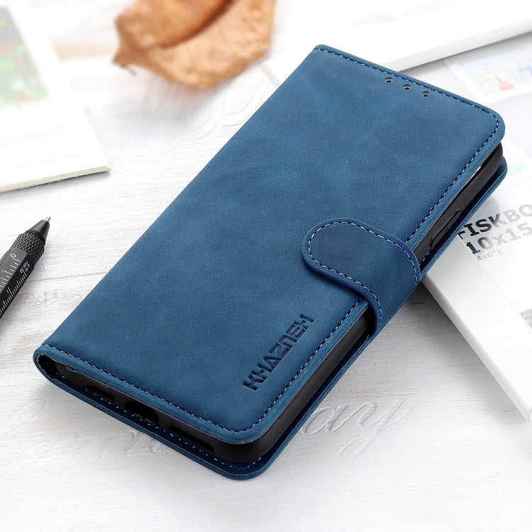 For iPhone 16e KHAZNEH Retro Texture Leather Phone Case(Blue) - iPhone 16e Cases by buy2fix | Online Shopping UK | buy2fix