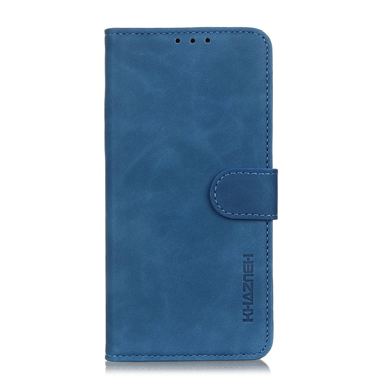 For iPhone 16e KHAZNEH Retro Texture Leather Phone Case(Blue) - iPhone 16e Cases by buy2fix | Online Shopping UK | buy2fix