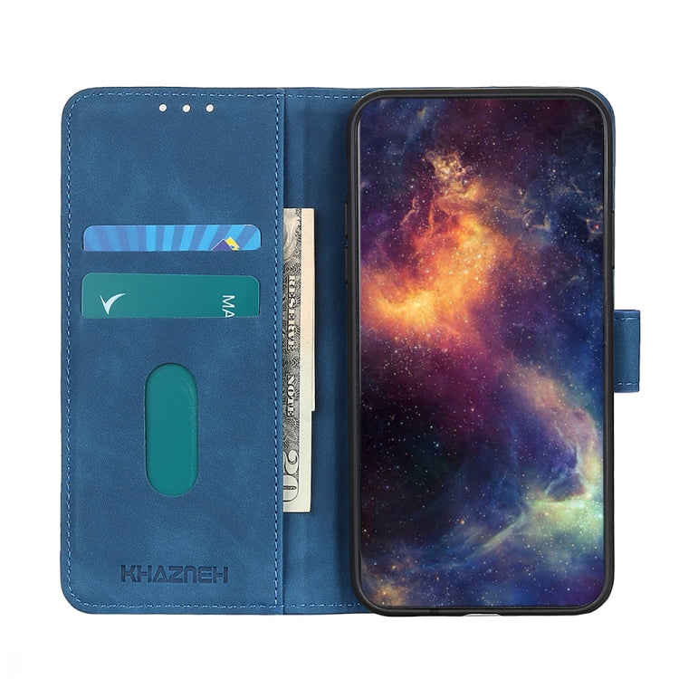 For iPhone 16e KHAZNEH Retro Texture Leather Phone Case(Blue) - iPhone 16e Cases by buy2fix | Online Shopping UK | buy2fix