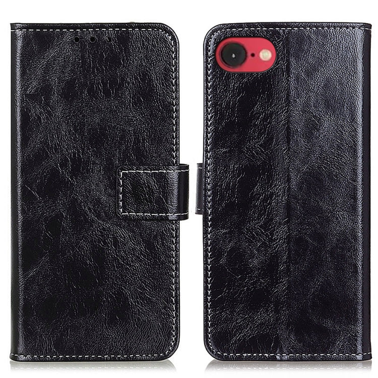 For iPhone SE 2024 Retro Crazy Horse Texture Horizontal Flip Leather Phone Case(Black) - More iPhone Cases by buy2fix | Online Shopping UK | buy2fix