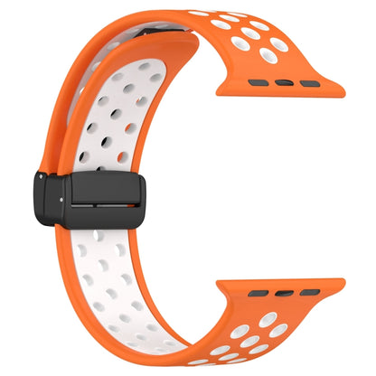 For Apple Watch 38mm Magnetic Buckle Silicone Watch Band(Orange White) - Watch Bands by buy2fix | Online Shopping UK | buy2fix