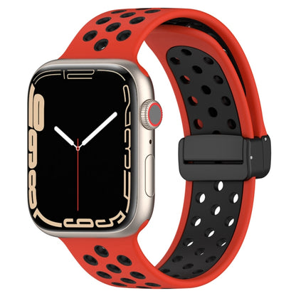 For Apple Watch 38mm Magnetic Buckle Silicone Watch Band(Red Black) - Watch Bands by buy2fix | Online Shopping UK | buy2fix