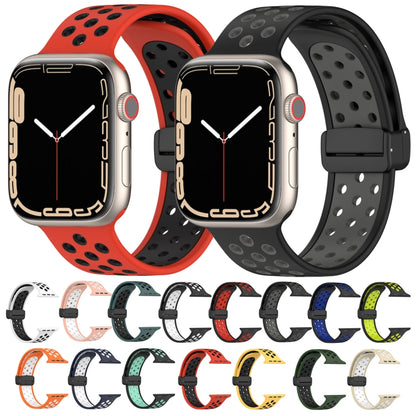 For Apple Watch Ultra 2 49mm Magnetic Buckle Silicone Watch Band(Black Red) - Watch Bands by buy2fix | Online Shopping UK | buy2fix