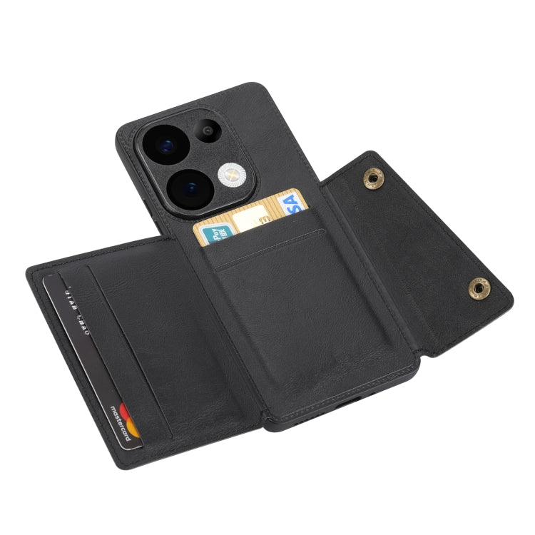 For Xiaomi Redmi Note 13 Pro 4G Global Double Buckle Card Slots Magnetic Phone Case(Black) - Note 13 Pro Cases by buy2fix | Online Shopping UK | buy2fix