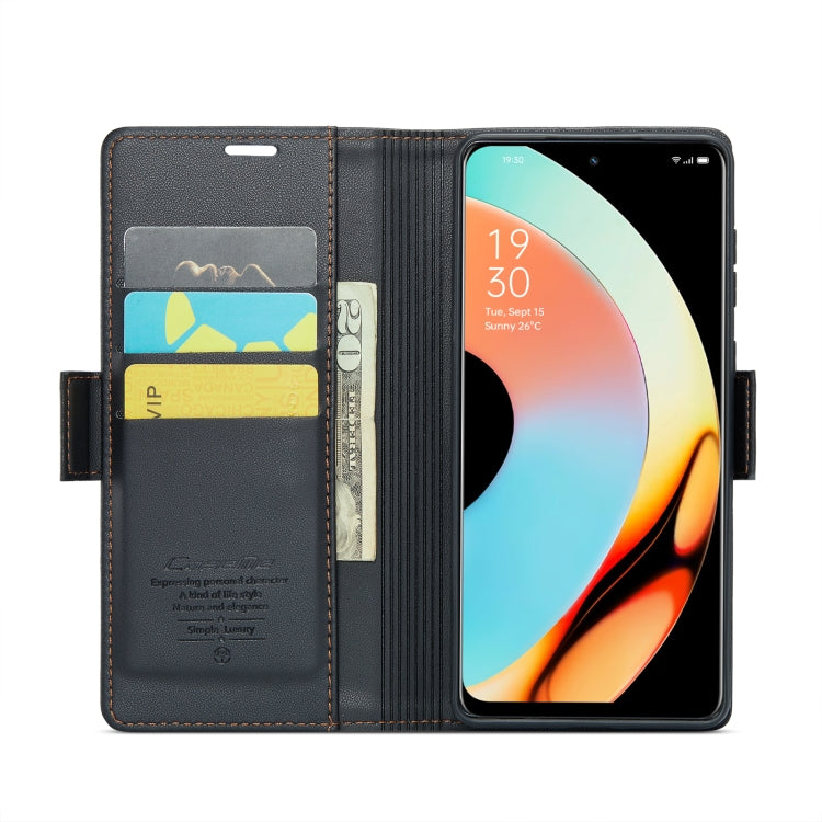 For Realme 10 Pro 5G CaseMe 023 Butterfly Buckle Litchi Texture RFID Anti-theft Leather Phone Case(Black) - Realme Cases by CaseMe | Online Shopping UK | buy2fix
