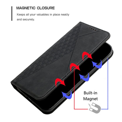 For Xiaomi Redmi Note 13 pro+ Diamond Splicing Skin Feel Magnetic Leather Phone Case(Black) - Note 13 Pro+ Cases by buy2fix | Online Shopping UK | buy2fix