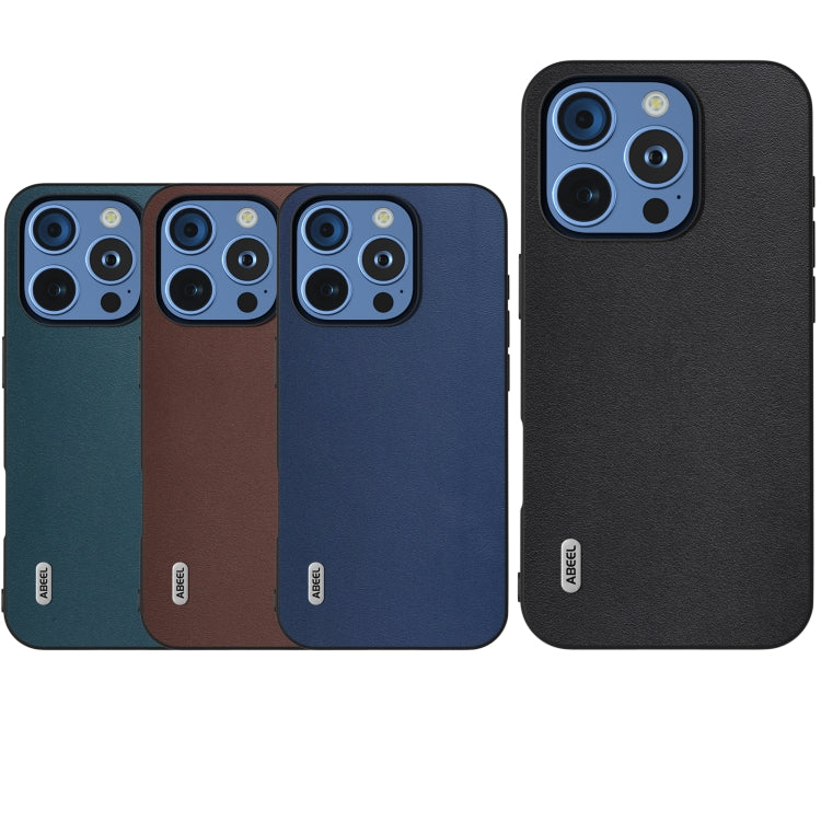 For iPhone 16 Pro ABEEL Genuine Leather Xiaoya Series Phone Case(Blue) - iPhone 16 Pro Cases by buy2fix | Online Shopping UK | buy2fix