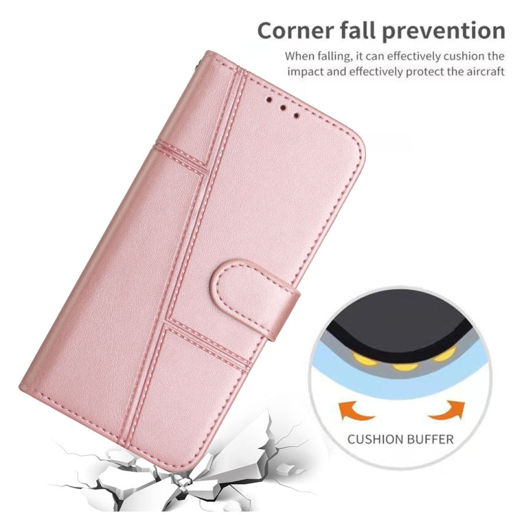For Xiaomi Redmi Note 13 4G Global Stitching Calf Texture Buckle Leather Phone Case(Rose Gold) - Note 13 Cases by buy2fix | Online Shopping UK | buy2fix