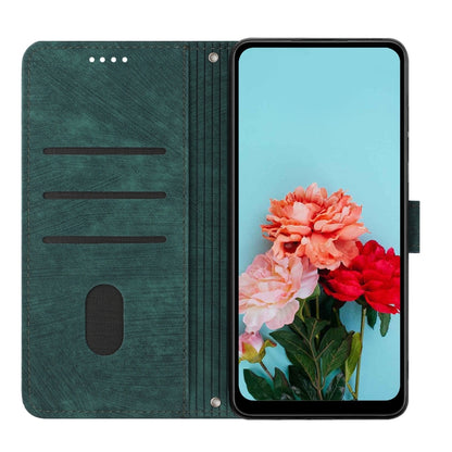 For Infinix Smart 8 Skin Feel Stripe Pattern Leather Phone Case with Lanyard(Green) - Infinix Cases by buy2fix | Online Shopping UK | buy2fix