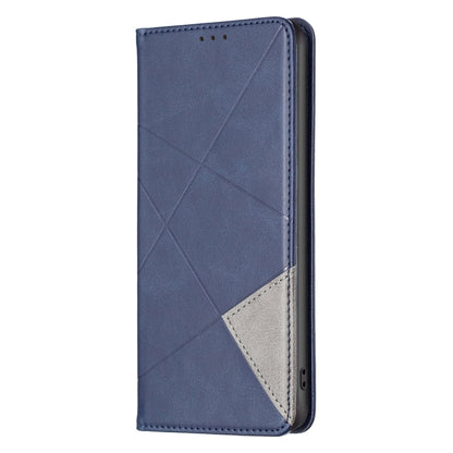 For iPhone 16 Rhombus Texture Magnetic Leather Phone Case(Blue) - iPhone 16 Cases by buy2fix | Online Shopping UK | buy2fix