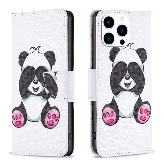 For iPhone 16 Pro Max Colored Drawing Pattern Flip Leather Phone Case(Panda) - iPhone 16 Pro Max Cases by buy2fix | Online Shopping UK | buy2fix