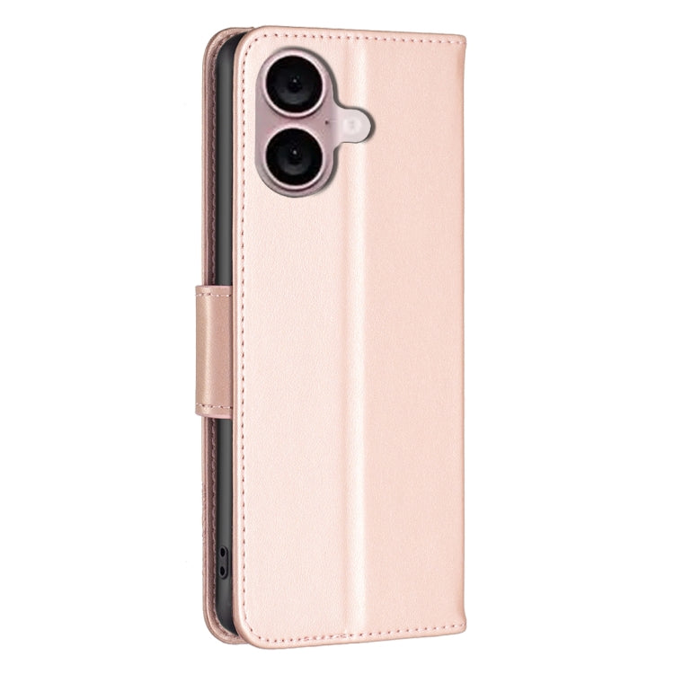 For iPhone 16 Embossing Two Butterflies Pattern Leather Phone Case(Rose Gold) - iPhone 16 Cases by buy2fix | Online Shopping UK | buy2fix