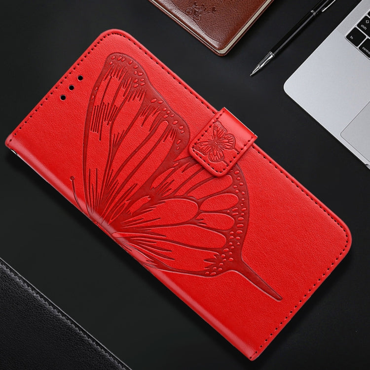 For iPhone SE 2024 Embossed Butterfly Leather Phone Case(Red) - More iPhone Cases by buy2fix | Online Shopping UK | buy2fix