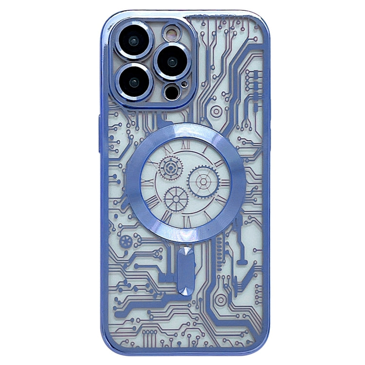 For iPhone 13 Pro Max Electroplated Circuit Board Pattern MagSafe Phone Case(Sierra Blue) - iPhone 13 Pro Max Cases by buy2fix | Online Shopping UK | buy2fix