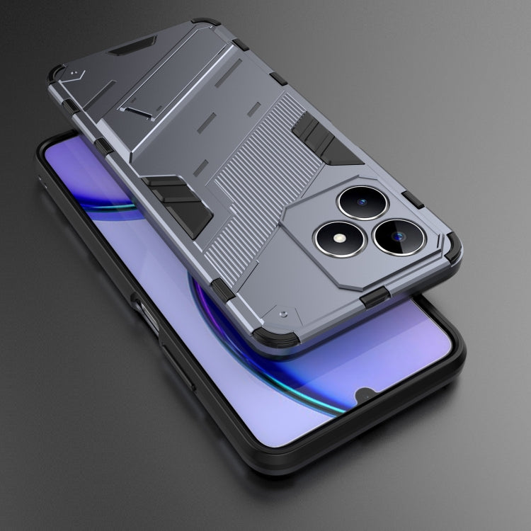 For Realme C53 4G Punk Armor 2 in 1 PC + TPU Phone Case with Holder(Grey) - Realme Cases by buy2fix | Online Shopping UK | buy2fix