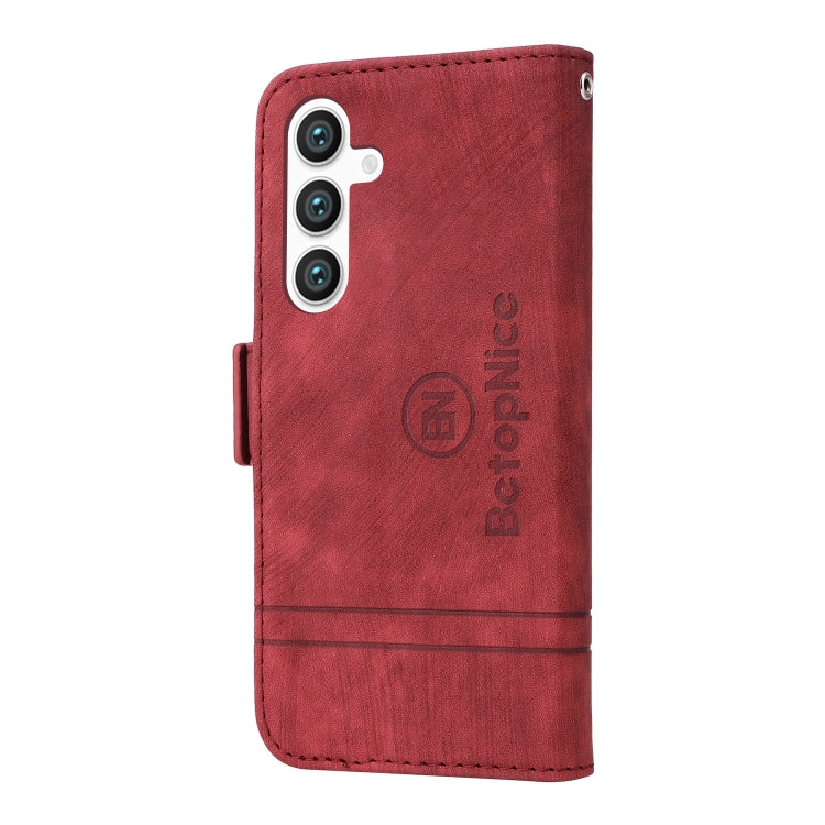 For Samsung Galaxy S24 BETOPNICE Dual-side Buckle Leather Phone Case(Red) - Galaxy Phone Cases by BETOPNICE | Online Shopping UK | buy2fix