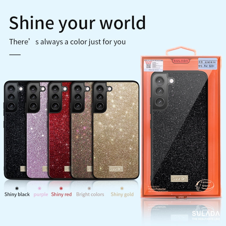 For Samsung Galaxy S23 5G SULADA Glittery TPU + Handmade Leather Phone Case(Black) - Galaxy S23 5G Cases by SULADA | Online Shopping UK | buy2fix