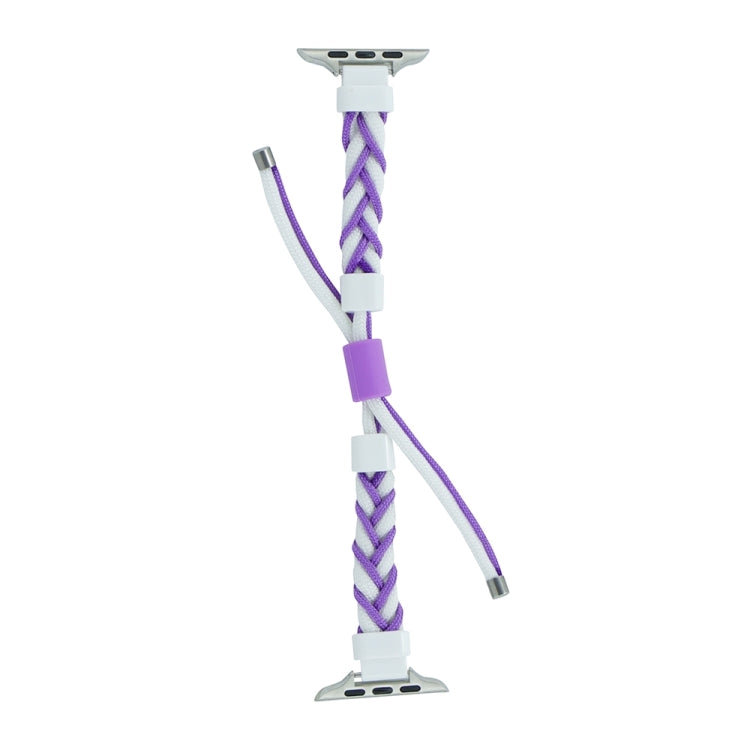 Silicone Bean Braided Cord Nylon Watch Band For Apple Watch Ultra 2 49mm(White Purple) - Watch Bands by buy2fix | Online Shopping UK | buy2fix