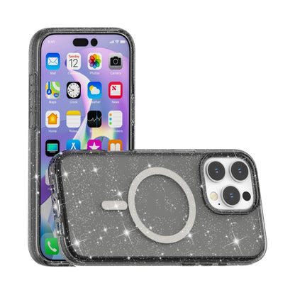 For iPhone 16 Pro Terminator Style Glitter Powder MagSafe Magnetic Phone Case(Black) - iPhone 16 Pro Cases by buy2fix | Online Shopping UK | buy2fix