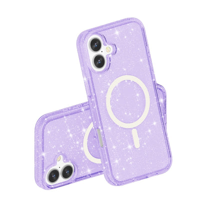 For iPhone 16 Plus Terminator Style Glitter Powder MagSafe Magnetic Phone Case(Purple) - iPhone 16 Plus Cases by buy2fix | Online Shopping UK | buy2fix