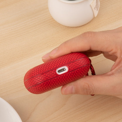 For AirPods Pro 2 Woven Skin Texture PC TWS Earphone Protective Case(Red) - For AirPods Pro 2 by buy2fix | Online Shopping UK | buy2fix