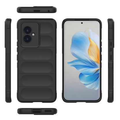 For Honor 100 5G Magic Shield TPU + Flannel Phone Case(Black) - Honor Cases by buy2fix | Online Shopping UK | buy2fix