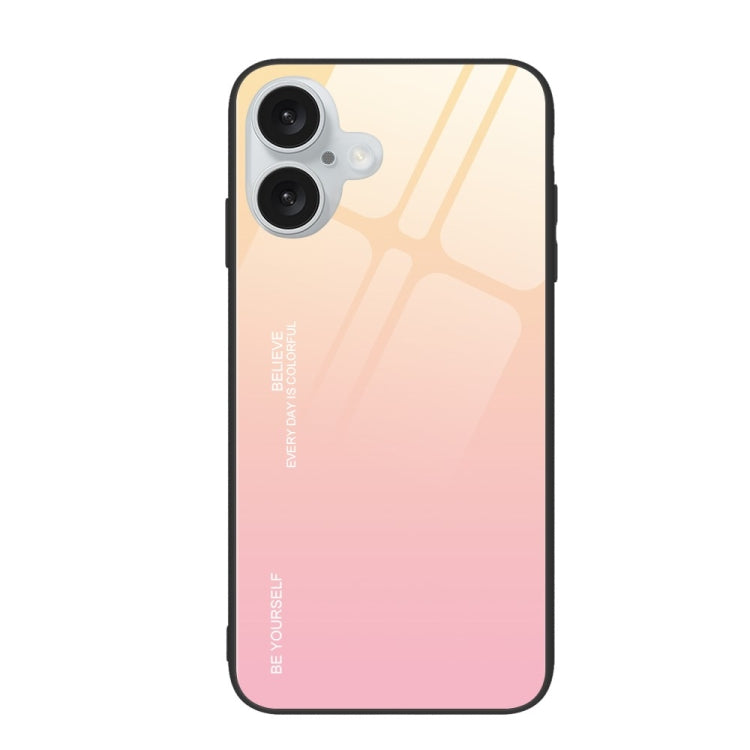 For iPhone 16 Gradient Color Glass Phone Case(Yellow Pink) - iPhone 16 Cases by buy2fix | Online Shopping UK | buy2fix